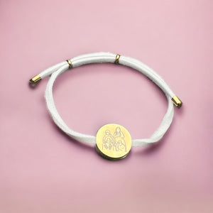 Armbandje 'Lyra' met wit touw - zilver of goud